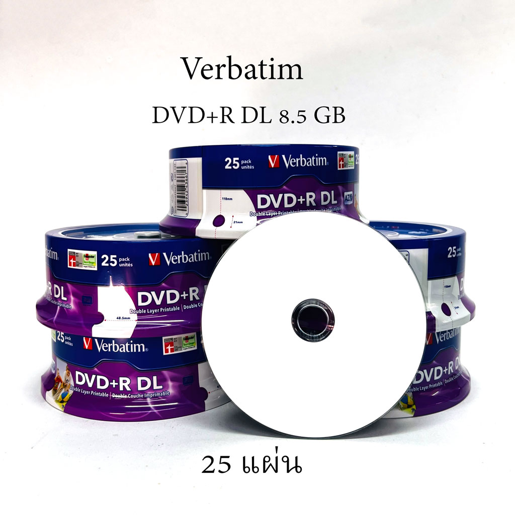 Verbatim DVD9+R - White Double Layer 8.5 GB Printable หน้าปริ้น แพ็คละ 25 แผ่น